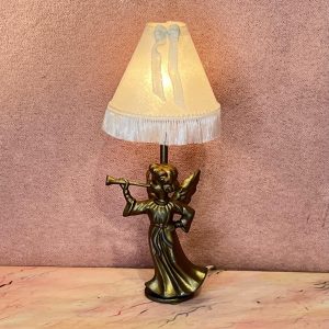 Bronze borlampe med engel