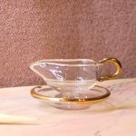 Miniature glas sovsekande m. guldhank