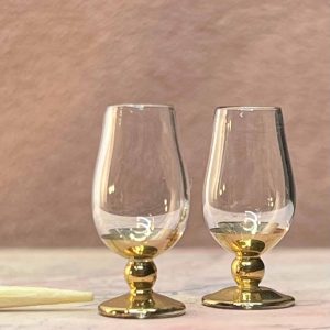 Glas med knop guldfod